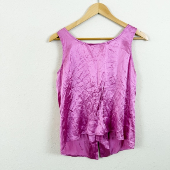 J. Jill Pink Silk Ruffle Button Front Y2K Romantic Coquette Feminine Tank Top 8 - Picture 2 of 4